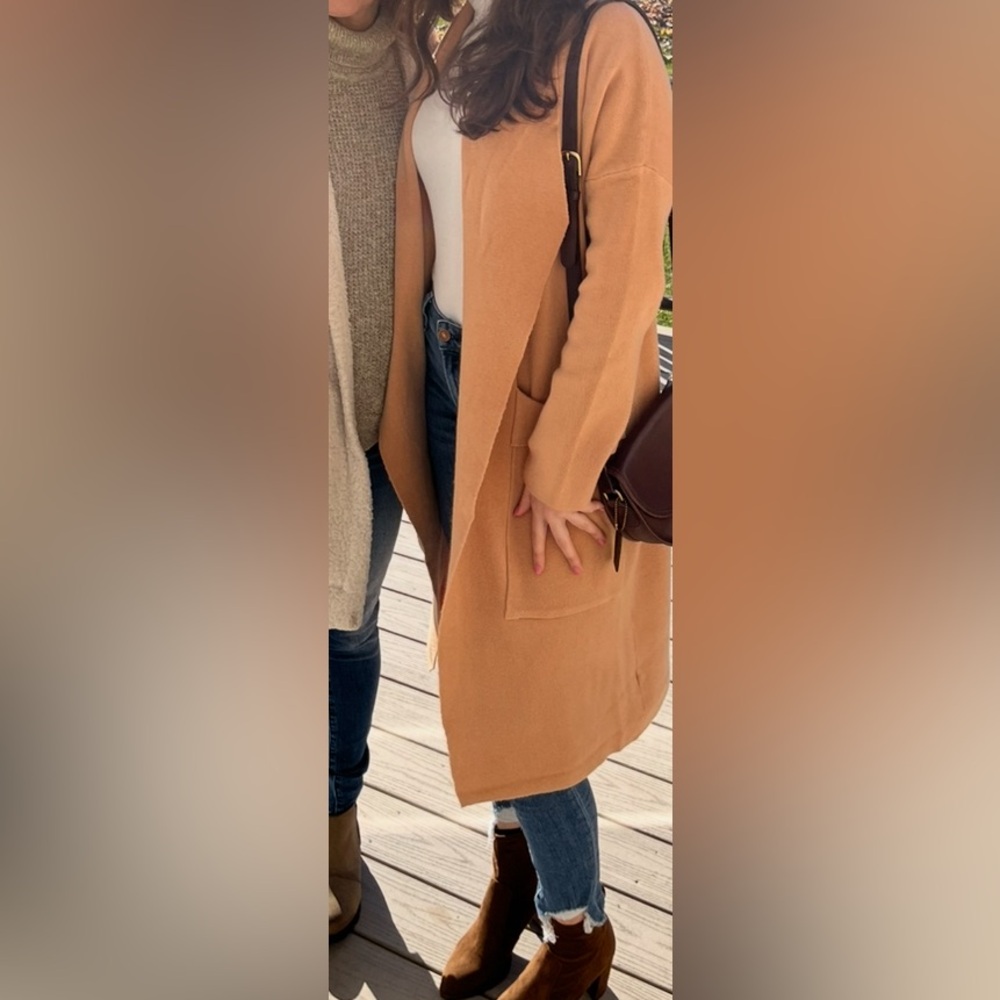 Cozy Tan Open Front Cardigan